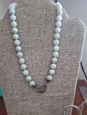 Vintage Sterling Silver Jade and Marcasite Necklace and Earring Set
